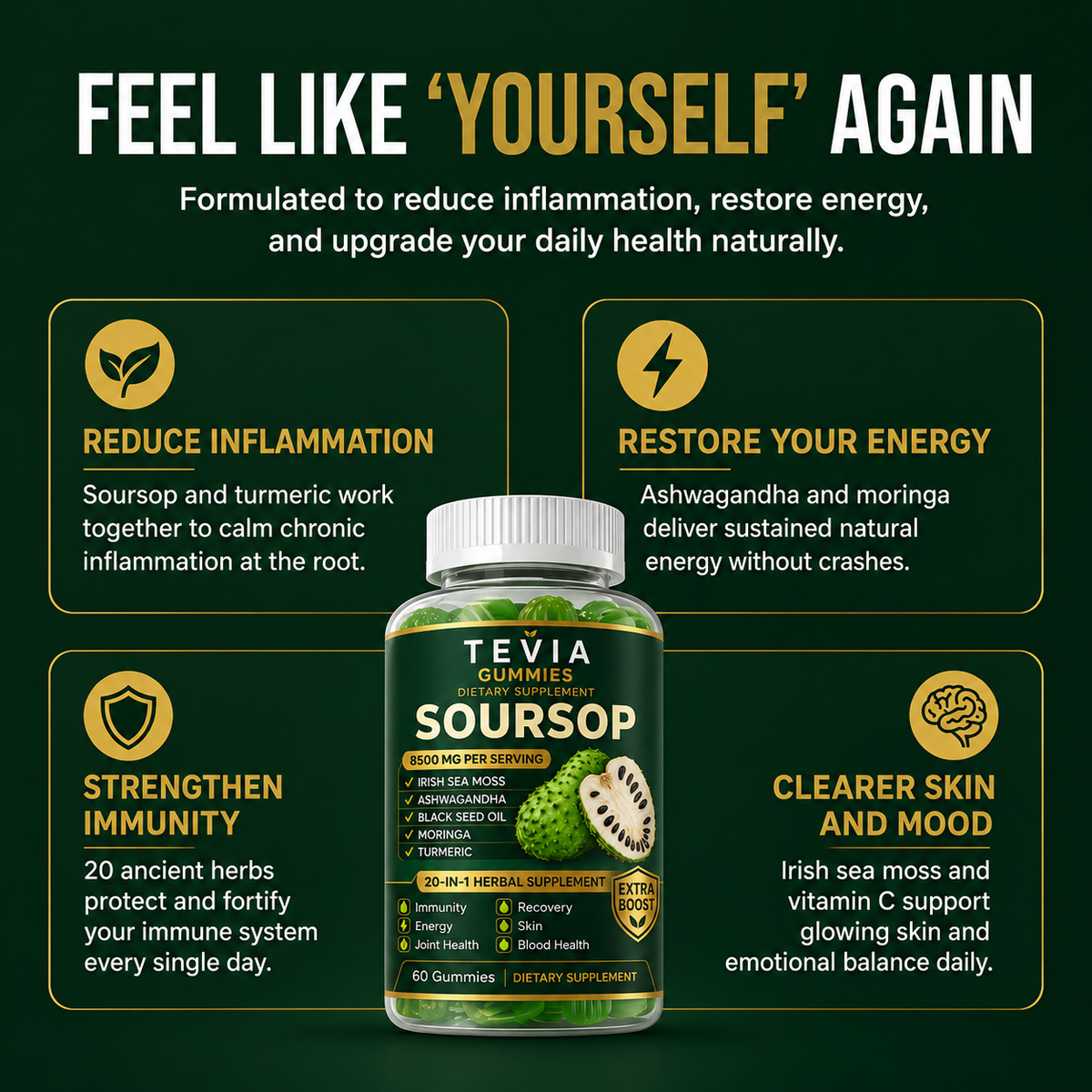 Tevia 20-in-1 Soursop Gummies
