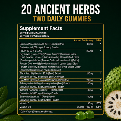 Tevia 20-in-1 Soursop Gummies